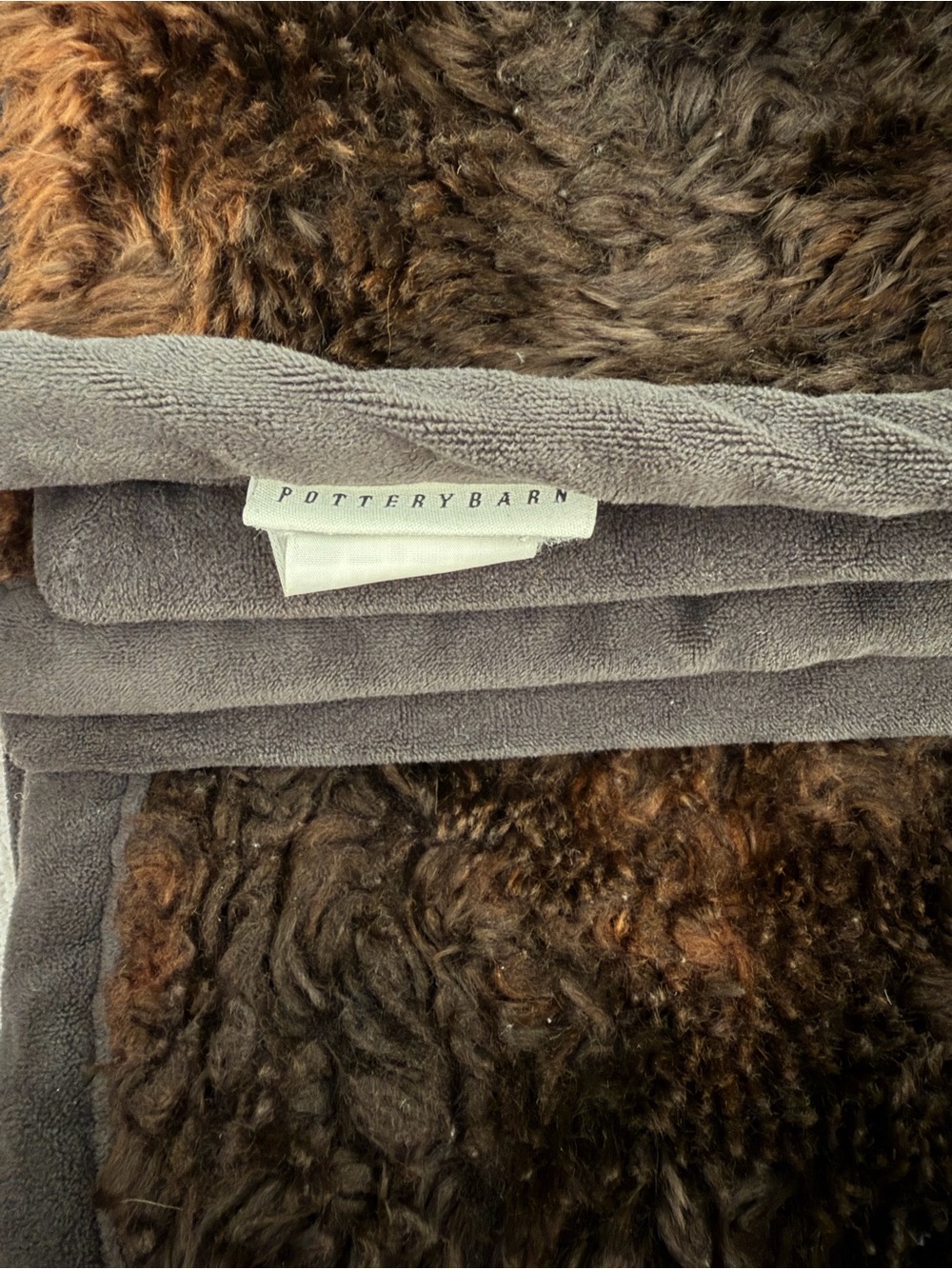 Pottery Barn Faux Fur Throw Blanket Brown Calico Cozy Fall